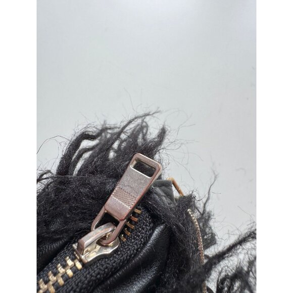 ZARA Black Faux Mongolian Fur Convertible Evening Purse Bag - Picture 9 of 16